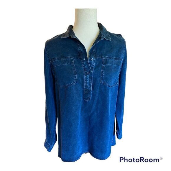 Soft Surroundings Blue Collared Tunic - Picture 1 of 7